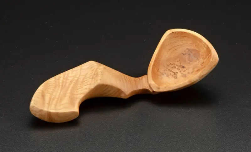 Figured Ash Wooden Spoon – Hand-Carved Serving Utensil 1