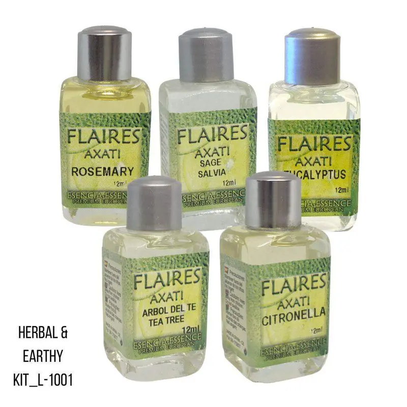 Flaires Of Spain Herbal Earth Oil Set – Sage, Vetiver & Patchouli Grounding Blend (5 × 12Ml) 1
