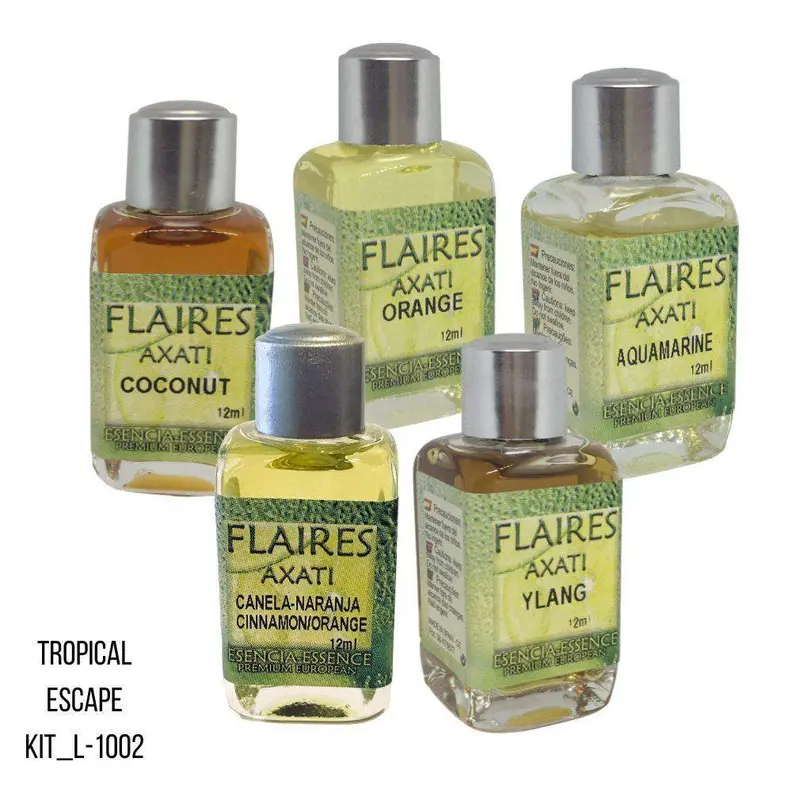 Flaires Of Spain Tropical Escape Oil Collection – Coconut, Ylang-Ylang & Sea Breeze (5 × 12Ml) 1