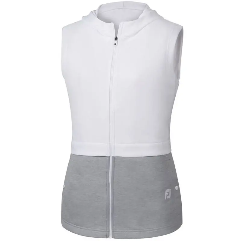 Footjoy Double-Layer White-And-Gray Hooded Vest With Titleist Logo – Size S 1