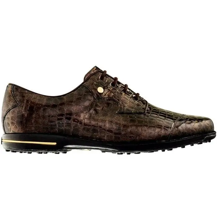 Footjoy Tailored Collection Bronze Snakeskin-Print Golf Shoes – Size 8 1