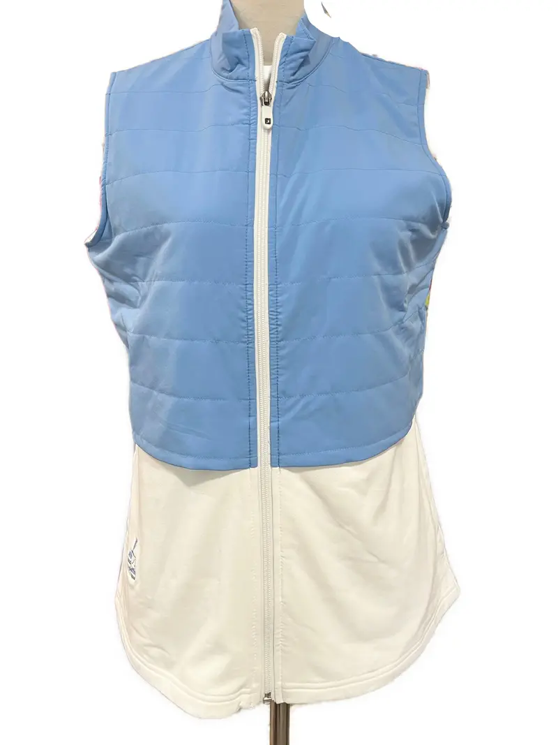 Footjoy White-And-Blue Layered Insulated Golf Vest – Women'S Size S 1