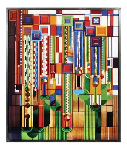 Frank Lloyd Wright Saguaro Forms Cactus Flowers Stained Glass – Hanging Design 1
