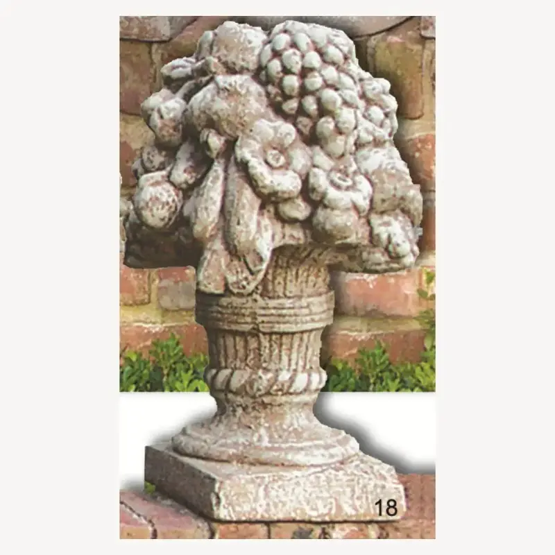 Fruit-And-Flower Basket Garden Finial In Cast Cement – 22" H × 13" W 1