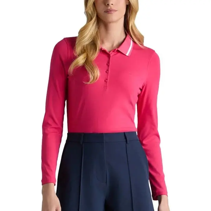G/Fore Contrast Collar Long-Sleeve Tech Nylon Polo – Logo-Emblazoned, Size L 1