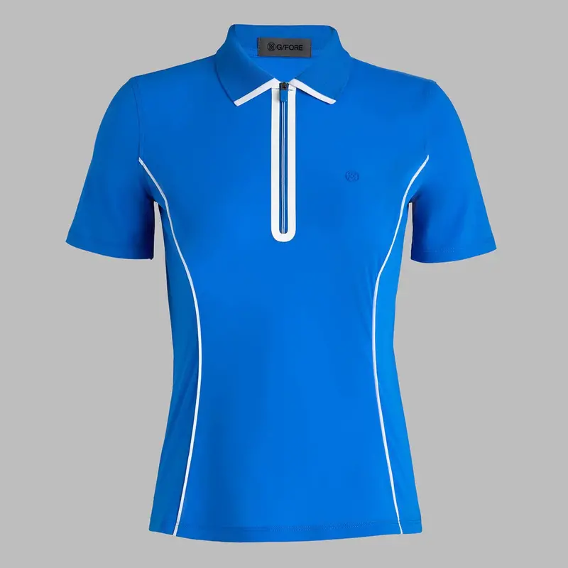 G/Fore Lisbon Blue Lightweight Zip-Front Golf Polo For Women - Size L 1