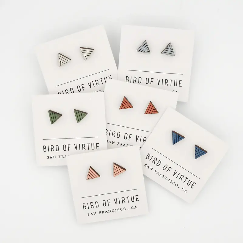 Geometric Triangle Wood Studs Set 1
