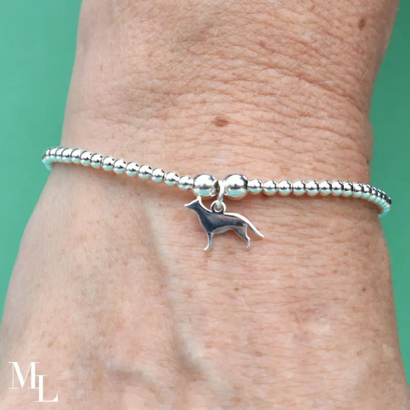 German Shepherd Bracelet – Personalized Silver Ball Bead Style 1