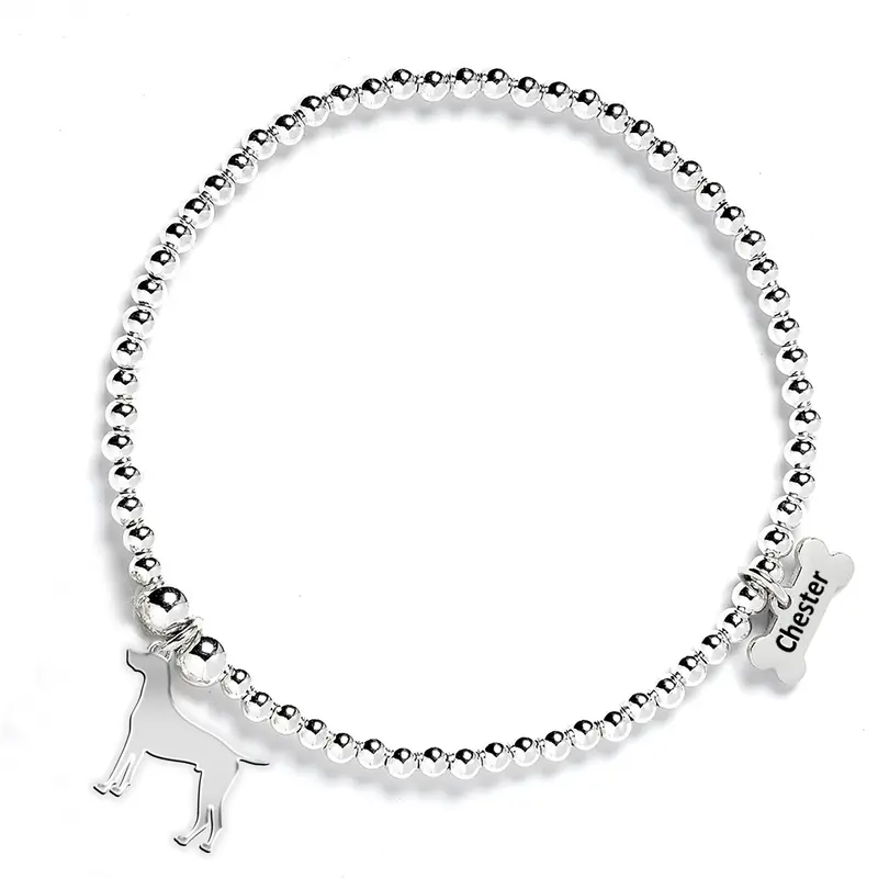 German Shorthaired Pointer Beaded Bracelet – Personalized Sterling Silver 1