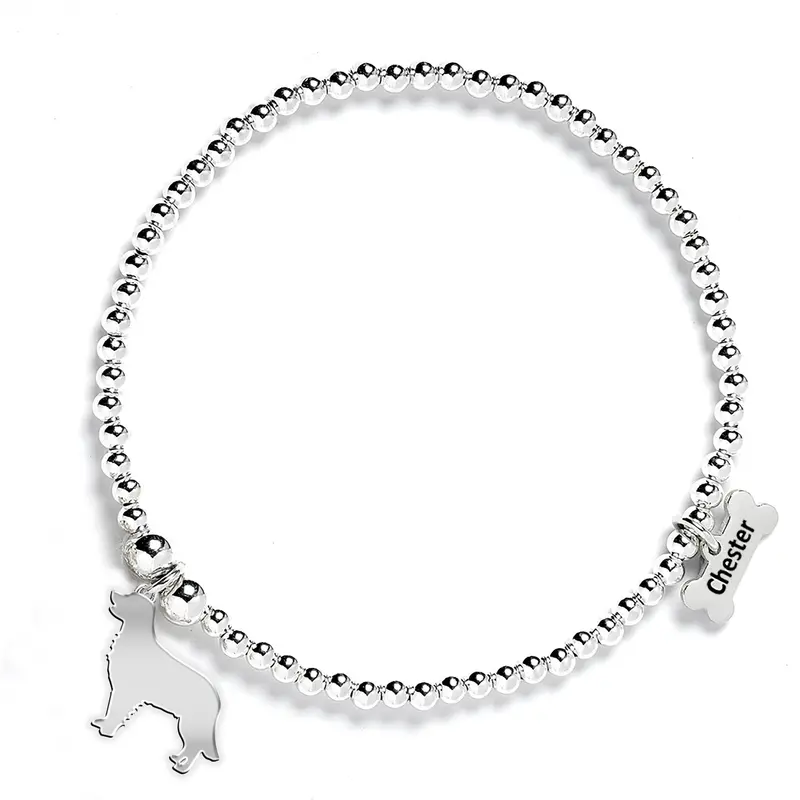 Golden Retriever Charm Bracelet – Classic Silver Ball Bead 1