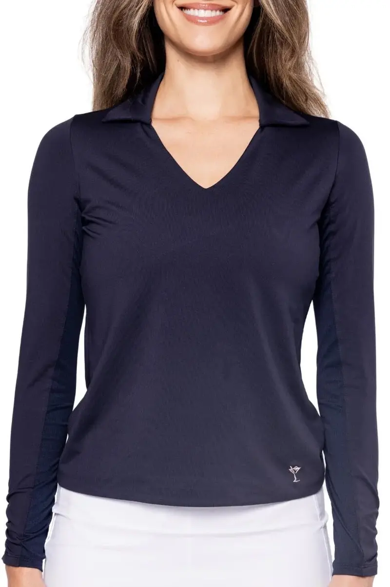 Golftini Lisa Sport Polo – Navy Long-Sleeve Performance Top For Women 1