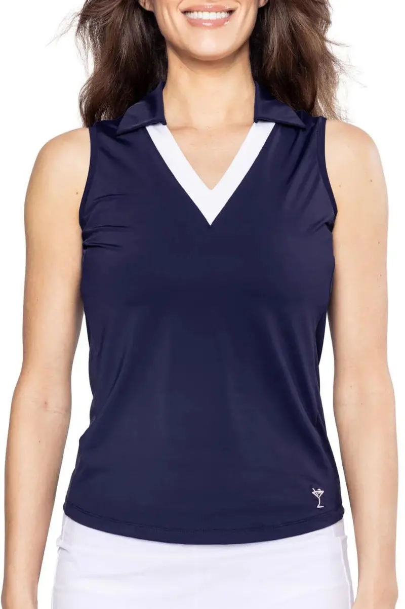 Golftini Navy 'Say Yes' Sleeveless Sport Polo – $108 1