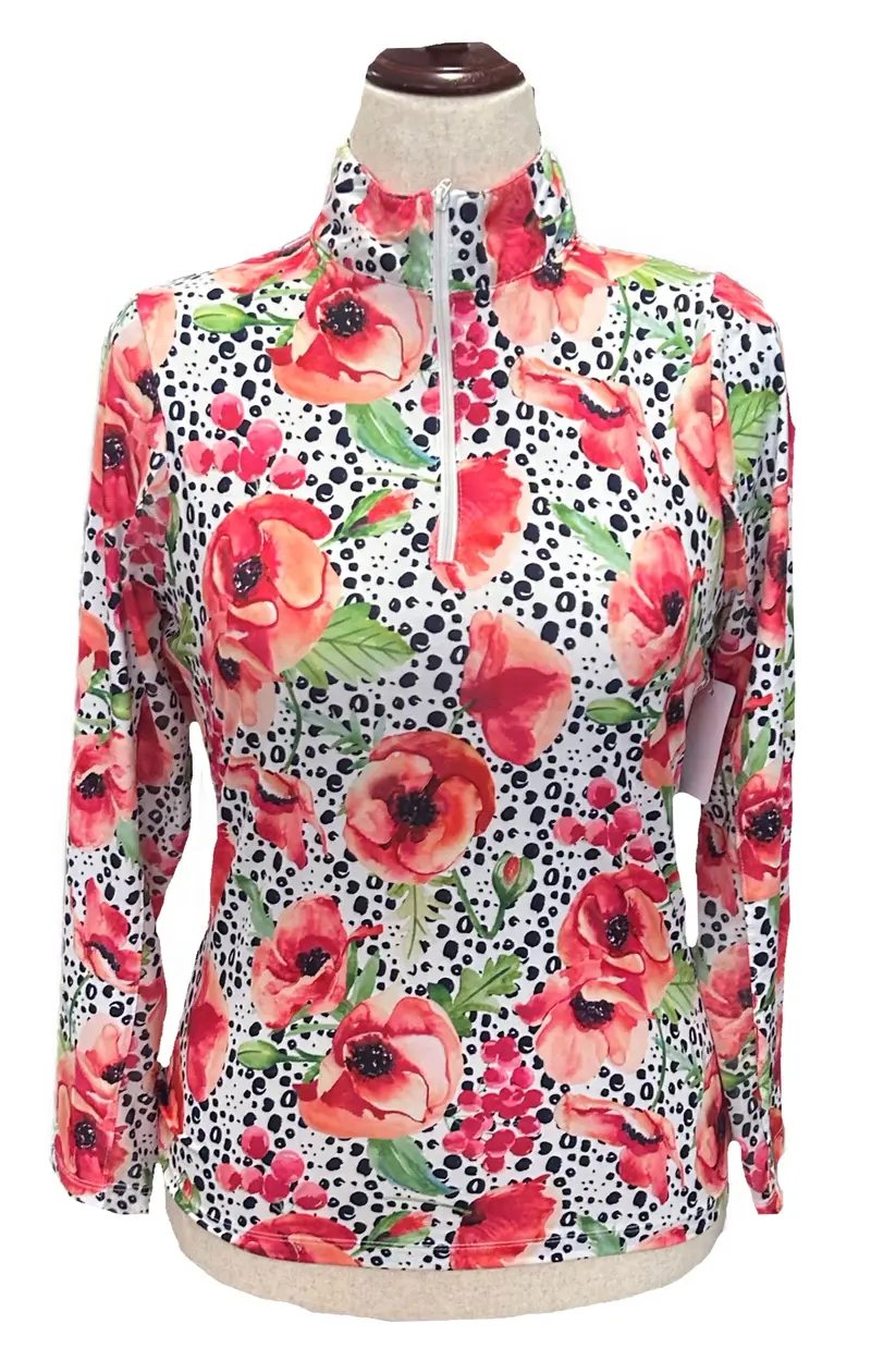 Gottex Floral Pullover – Peach/Navy/White, Size S 1