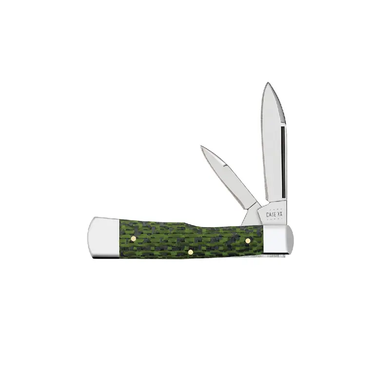 Green & Black Carbon Fiber Gunstock Knife – Contemporary Case Handle 1