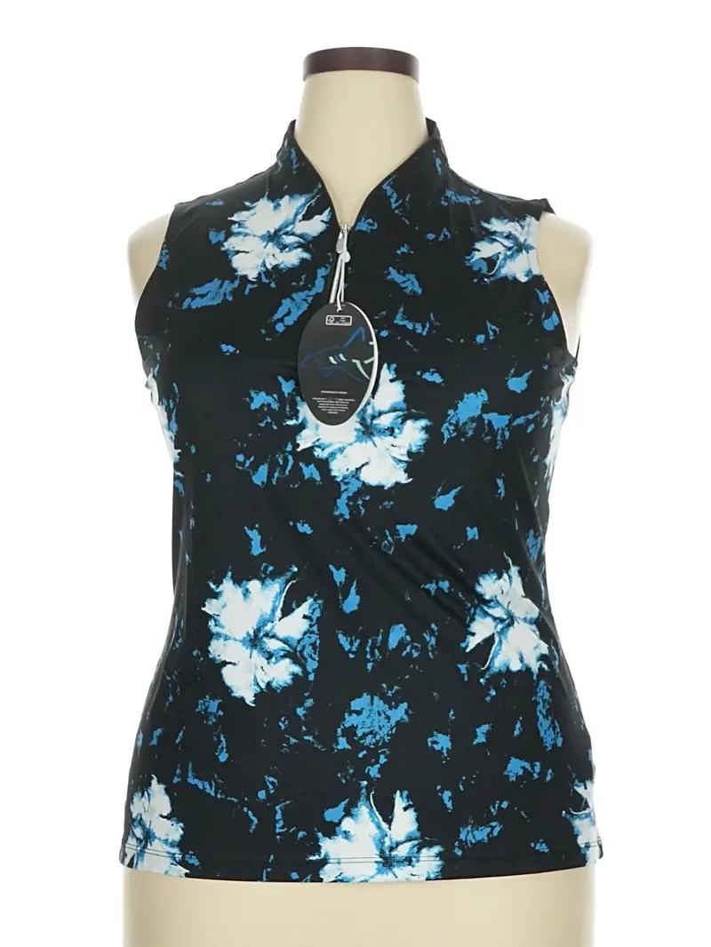 Greg Norman Black Floral Sleeveless Golf Top – Size Xl 1
