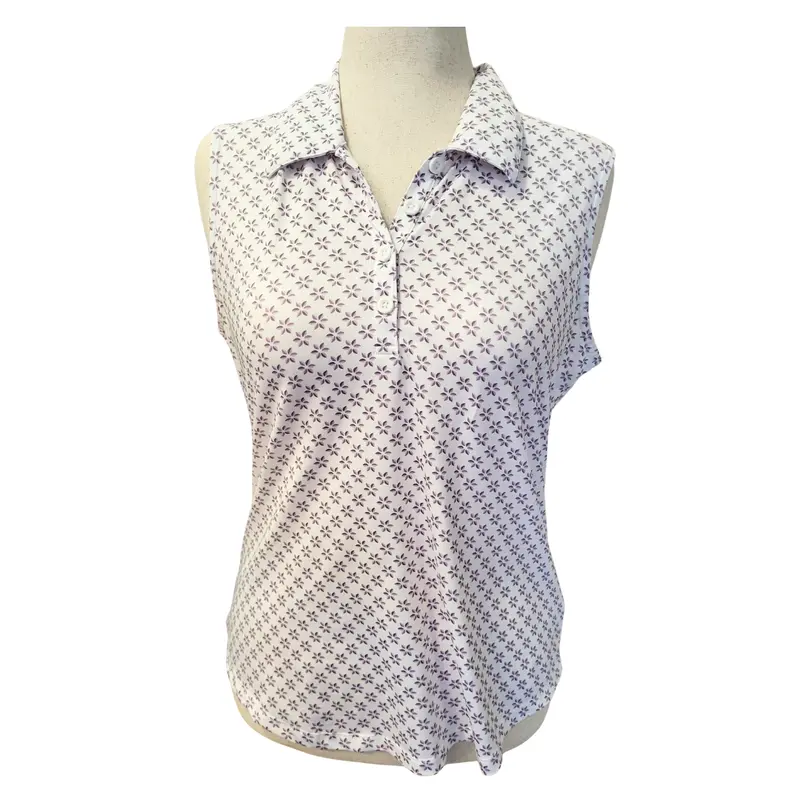 Greg Norman Floral Sleeveless Golf Polo (White & Lavender) – Size L, $79 1
