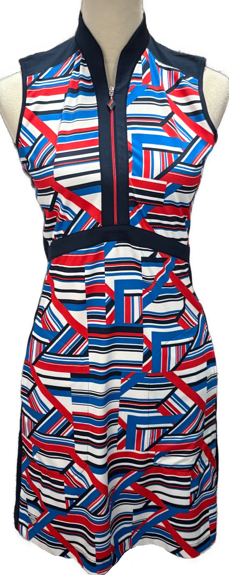 Greg Norman Geometric-Print Sleeveless Golf Dress – Size S 1