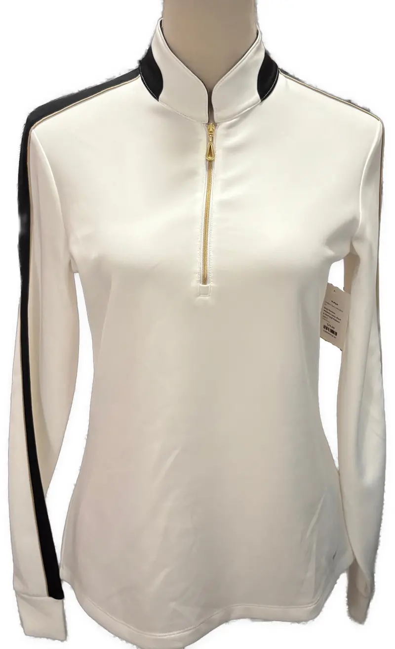 Greg Norman Ivory, Black & Gold Golf Pullover – Size S 1
