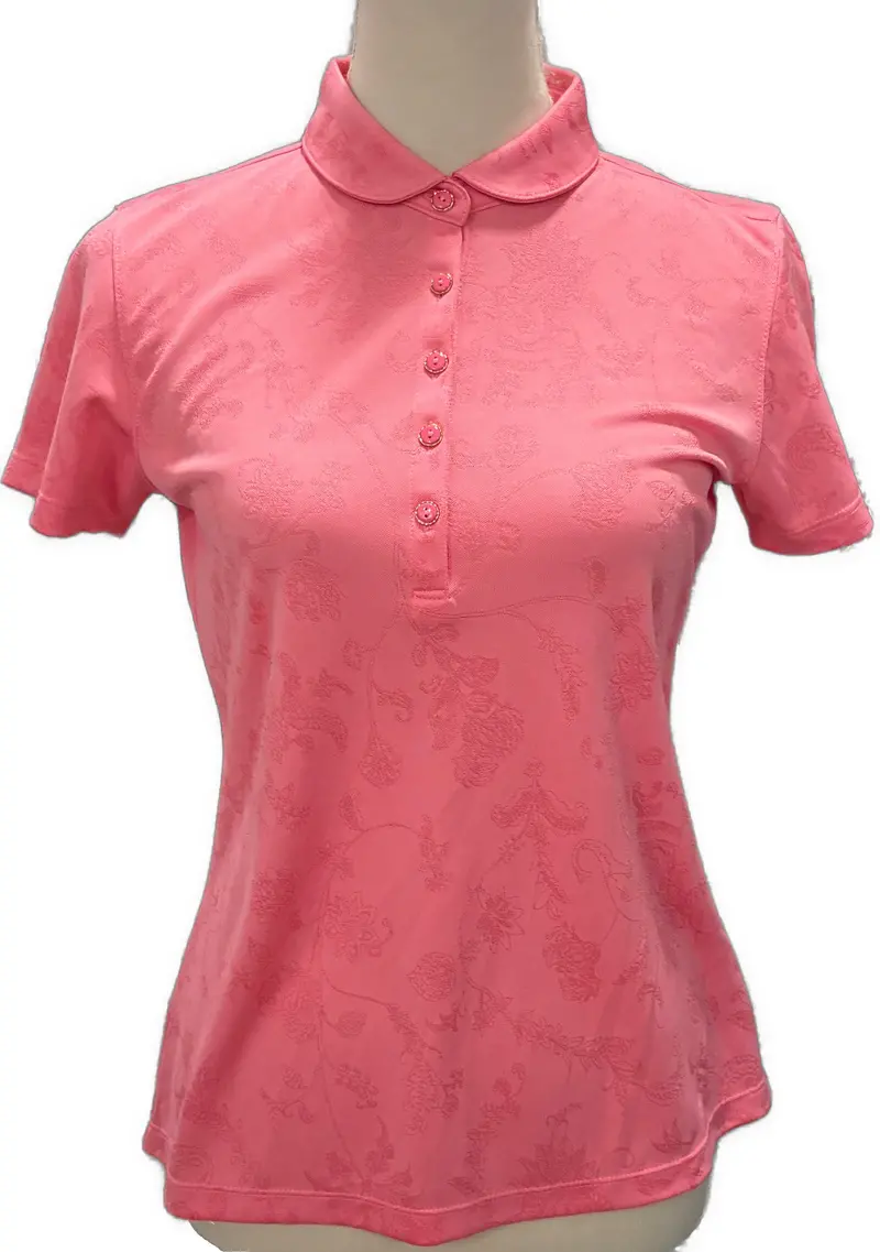 Greg Norman Salmon Jacquard Golf Polo – Lightweight Fit, Size S 1