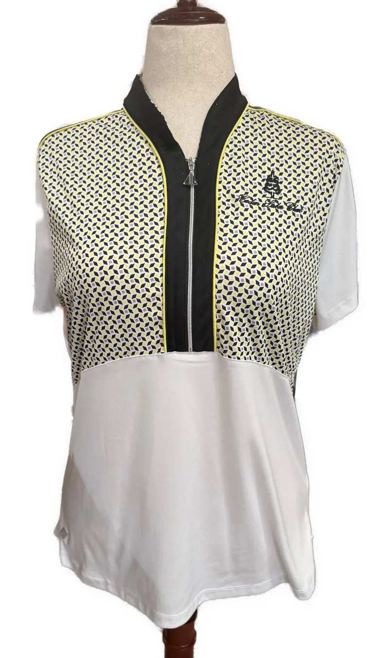 Greg Norman White, Black, And Yellow Logo Golf Top – Size Xl 1