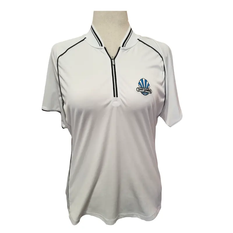 Greg Norman White Quarter-Zip Golf Polo With 'Shell Landing' Logo - Size L 1