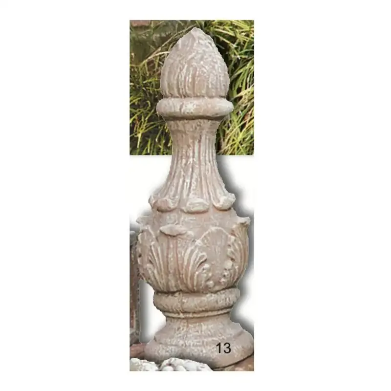 Grenada-Inspired Pointed Garden Finial – Ornate Cement Topper, 24" H × 9" W 1