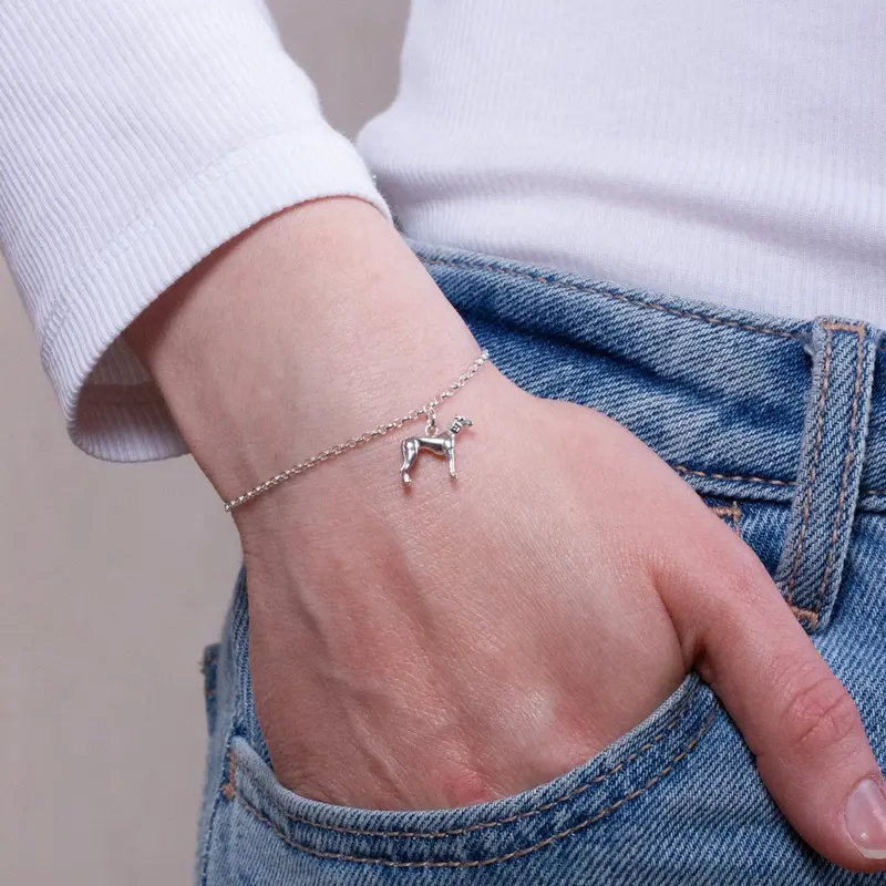 Greyhound Profile Bracelet – Sleek Sterling Silver Chain 1