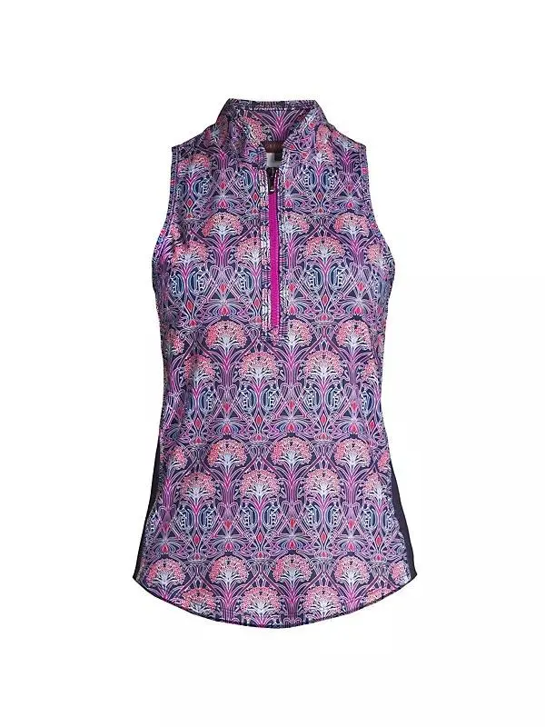 Greyson Nouveau Floral Vesta Top – Sleeveless Mock Neck, Size S 1