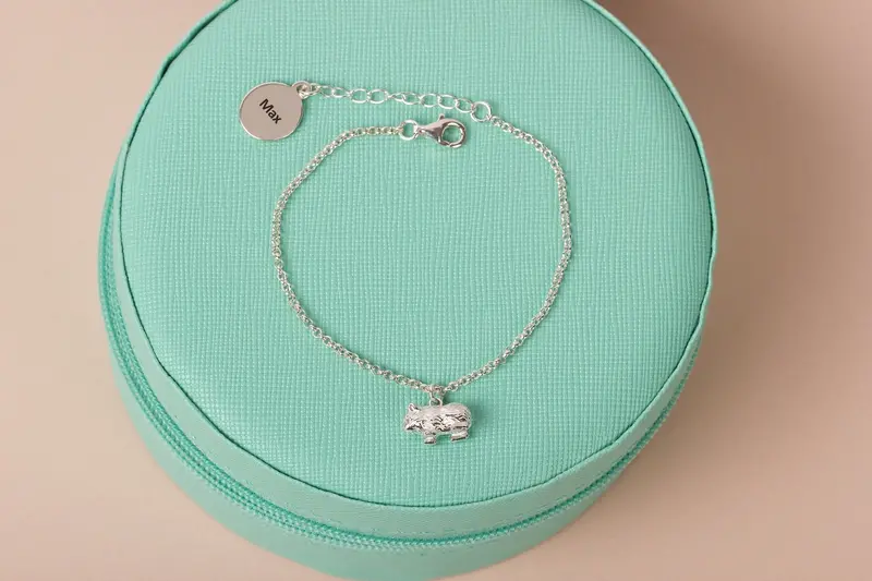 Guinea Pig Outline Bracelet – Dainty Personalised Silver Chain 1