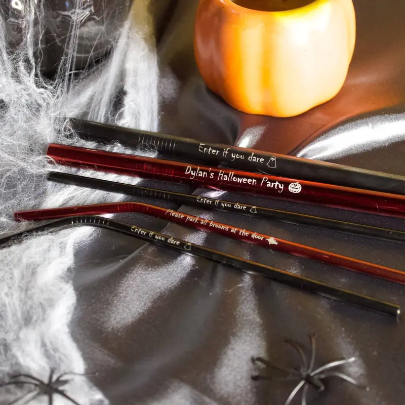 Halloween-Themed Personalised Metal Drinking Straws 1