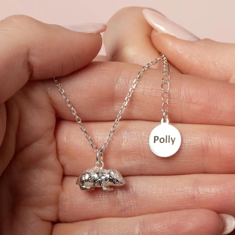 Hamster-Themed Personalised Silver Necklace 1