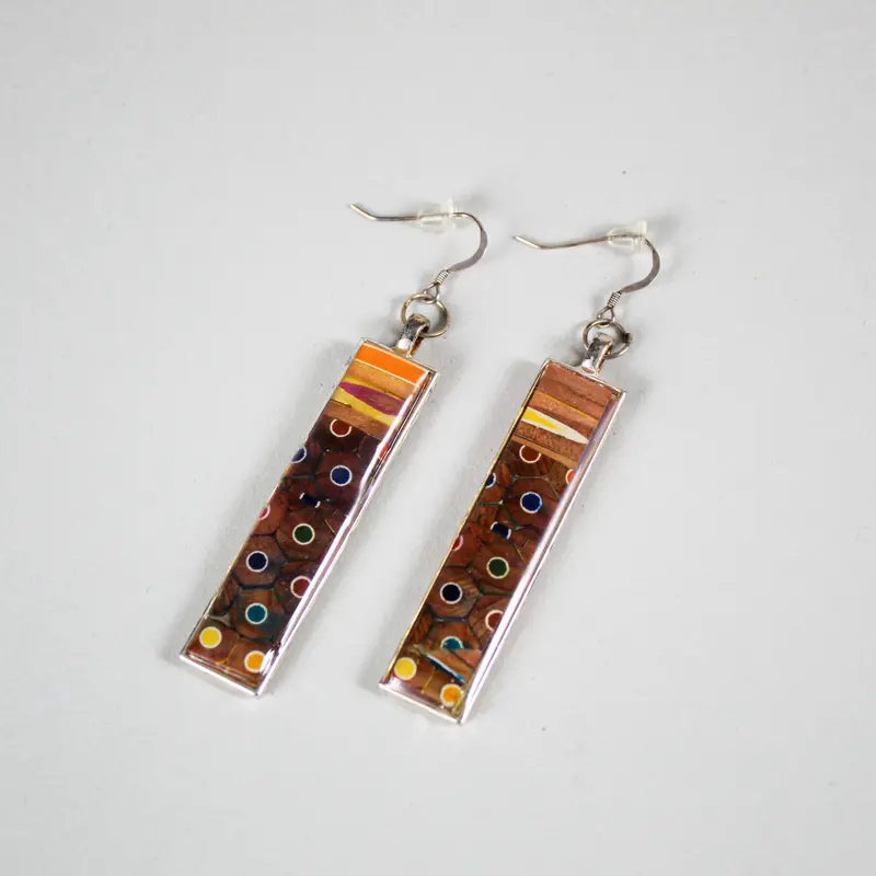 Hand-Painted Colored Pencil–Shaped Earrings 1