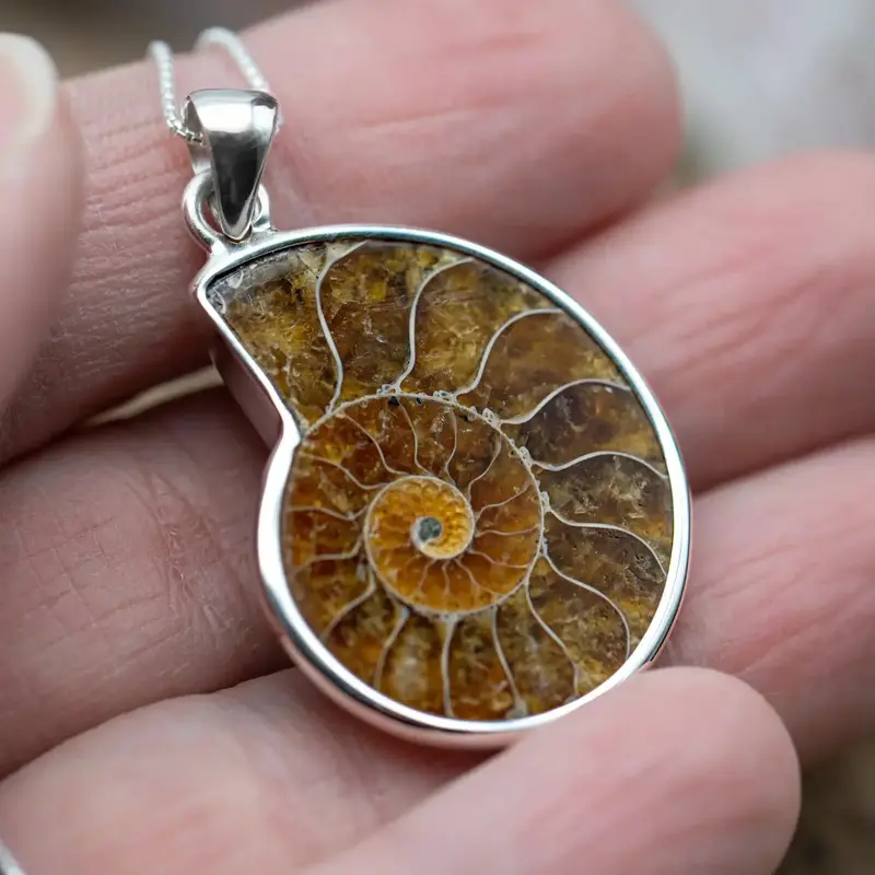 Handcrafted Ammonite Fossil Jewelry Piece 1