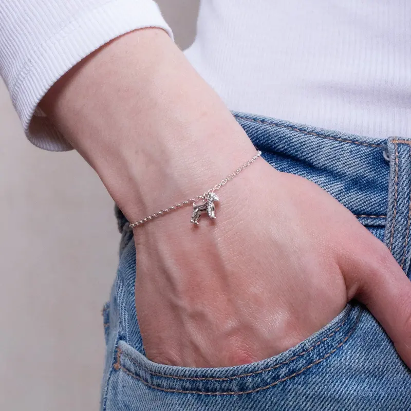 Handcrafted Schnauzer Charm Bracelet – Delicate Sterling Silver 1