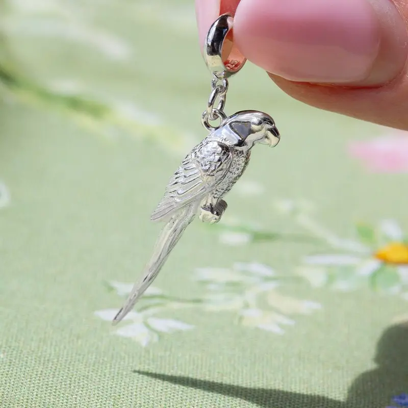 Handcrafted Sterling Silver Parrot Pendant Charm 1