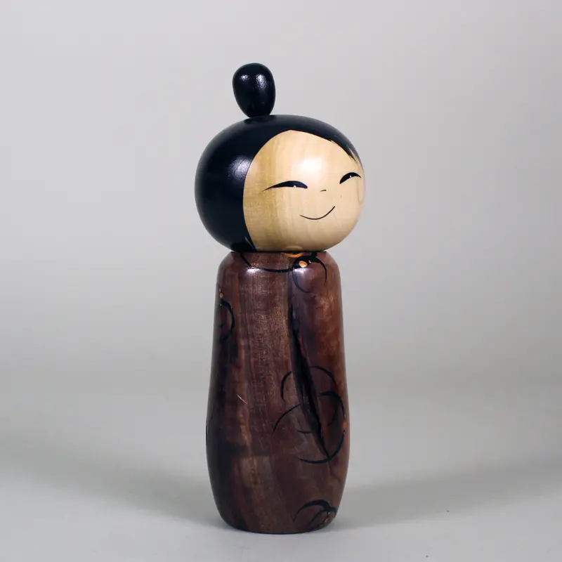Handcrafted Walnut Kokeshi Doll 1
