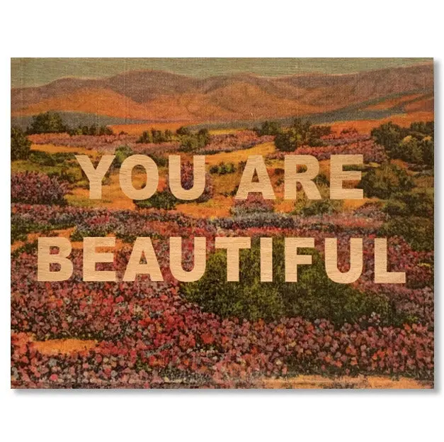 Handcrafted Wooden Affirmation Card – 'You Are Beautiful' 1