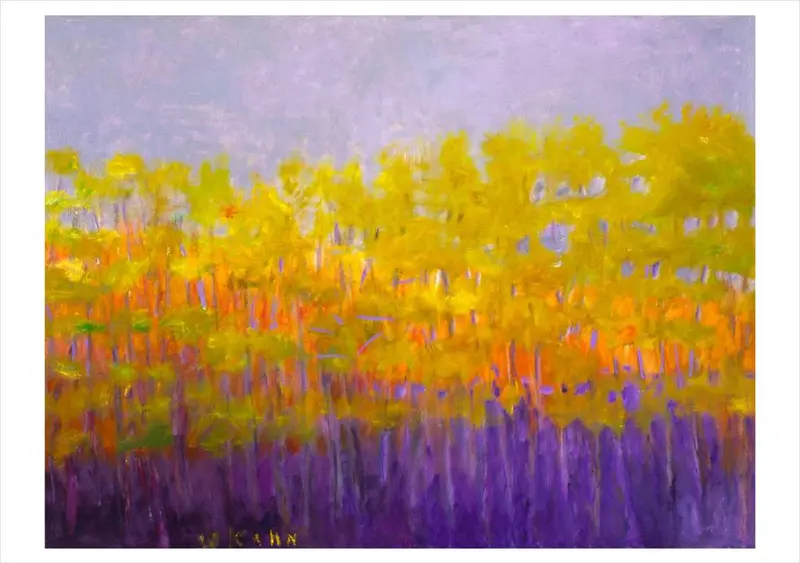 Happy Birthday Card Featuring Evening Woods By Wolf Kahn 1