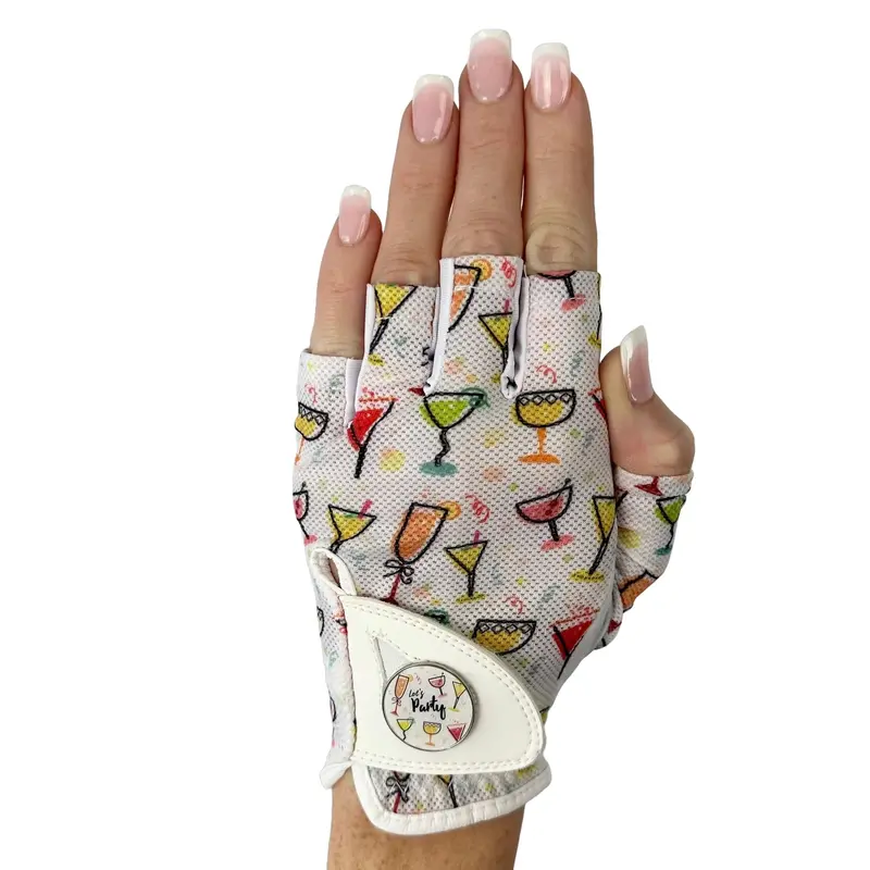 Hard Candy Party Time Half-Finger Golf Glove – Left Hand, Fun Print 1
