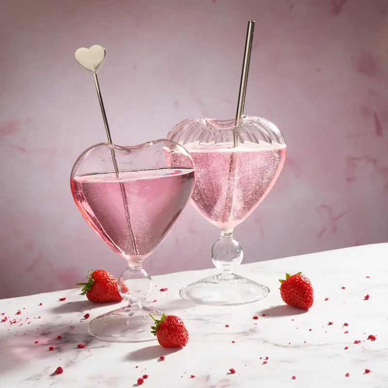 Heart-Shaped Cocktail Glass With Complimentary Monogrammed Straw 1