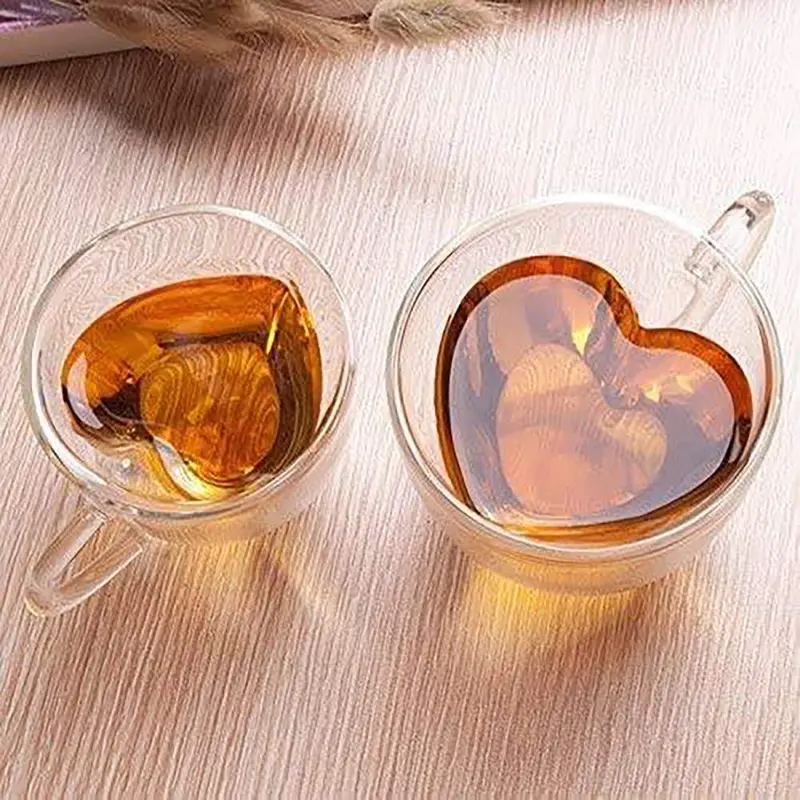 Heart-Shaped Insulated Coffee Glass – Double-Walled Thermal Tumbler 1
