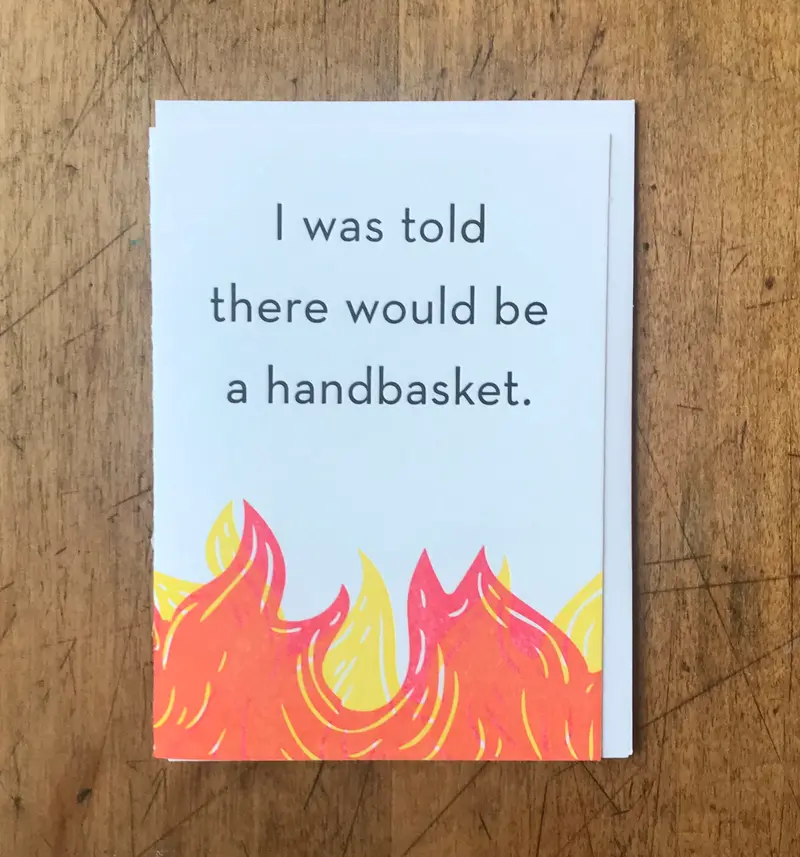 'Hell In A Handbasket' Humorous Illustrated Greeting Card 1