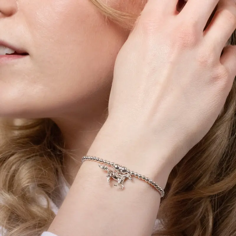 Horse Silver Ball Bead Bracelet 1