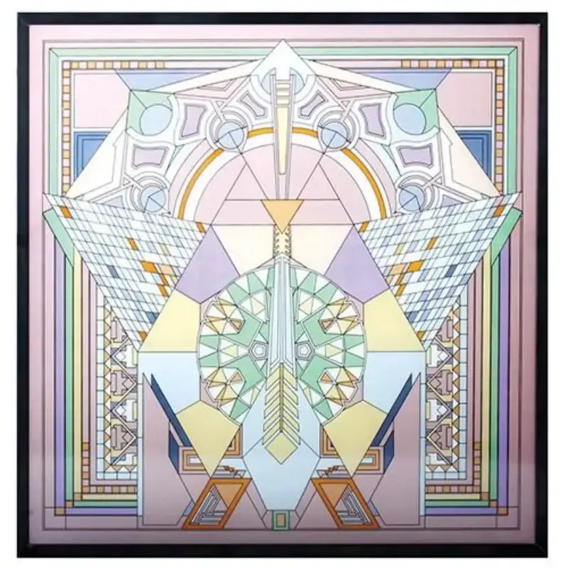 Imperial Hotel Japanese Peacock Rug Stained Glass – Frank Lloyd Wright Art Panel (10" H) 1