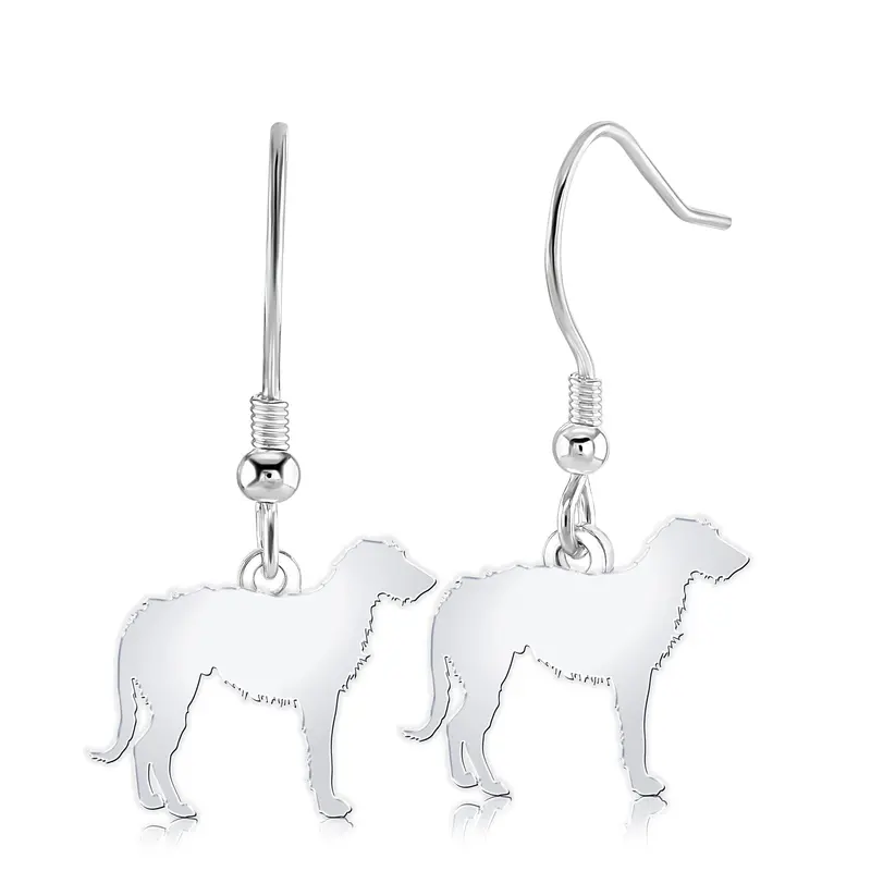 Irish Wolfhound Silhouette Stud Earrings – Sterling Silver 1