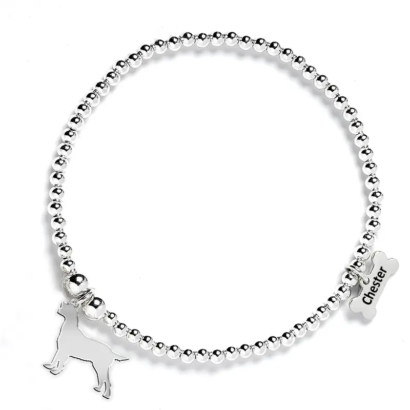 Italian Spinone Charm Bracelet – Elegant Silver Bead Style 1