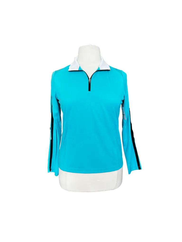 Izod Turquoise Golf Pullover With Black Trim – Size L 1