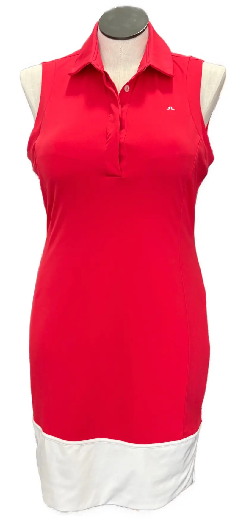 J.Lindeberg Red Sleeveless Golf Dress – Crisp White Trim, Size Xl 1