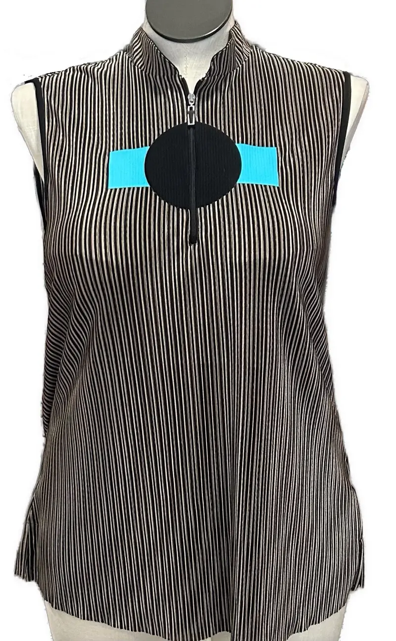 Jamie Sadock Crinkle-Texture Tan-And-Black Sleeveless Golf Top – Xl 1