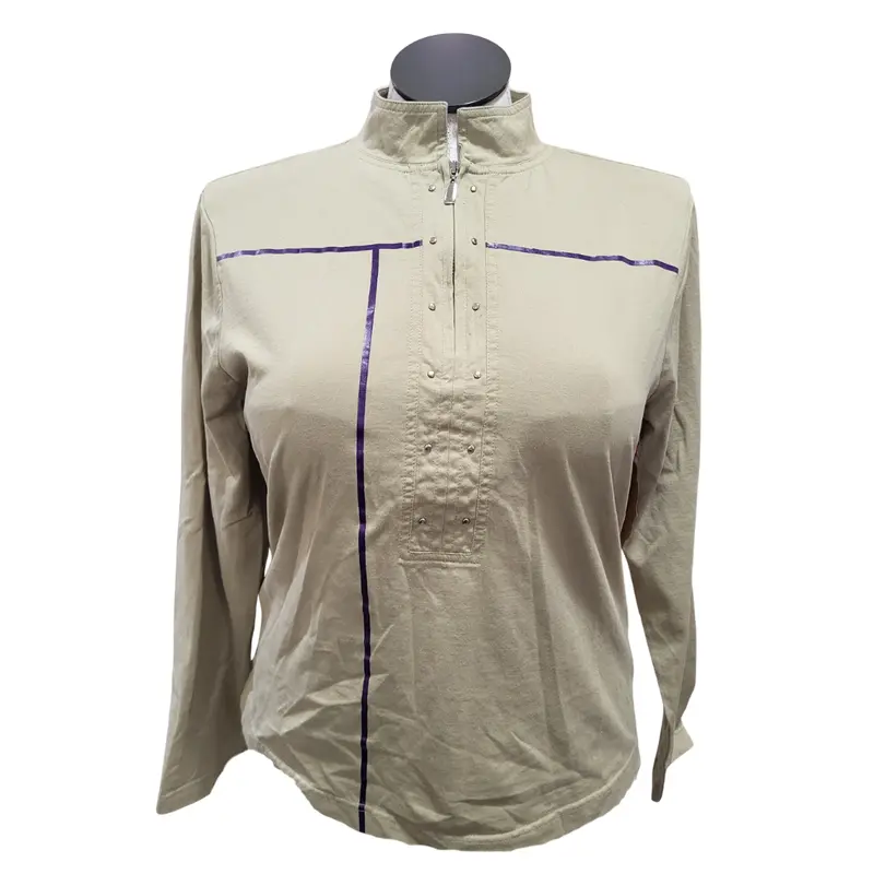 Jamie Sadock Khaki Long-Sleeve Golf Pullover – Soft Knit, Size L 1